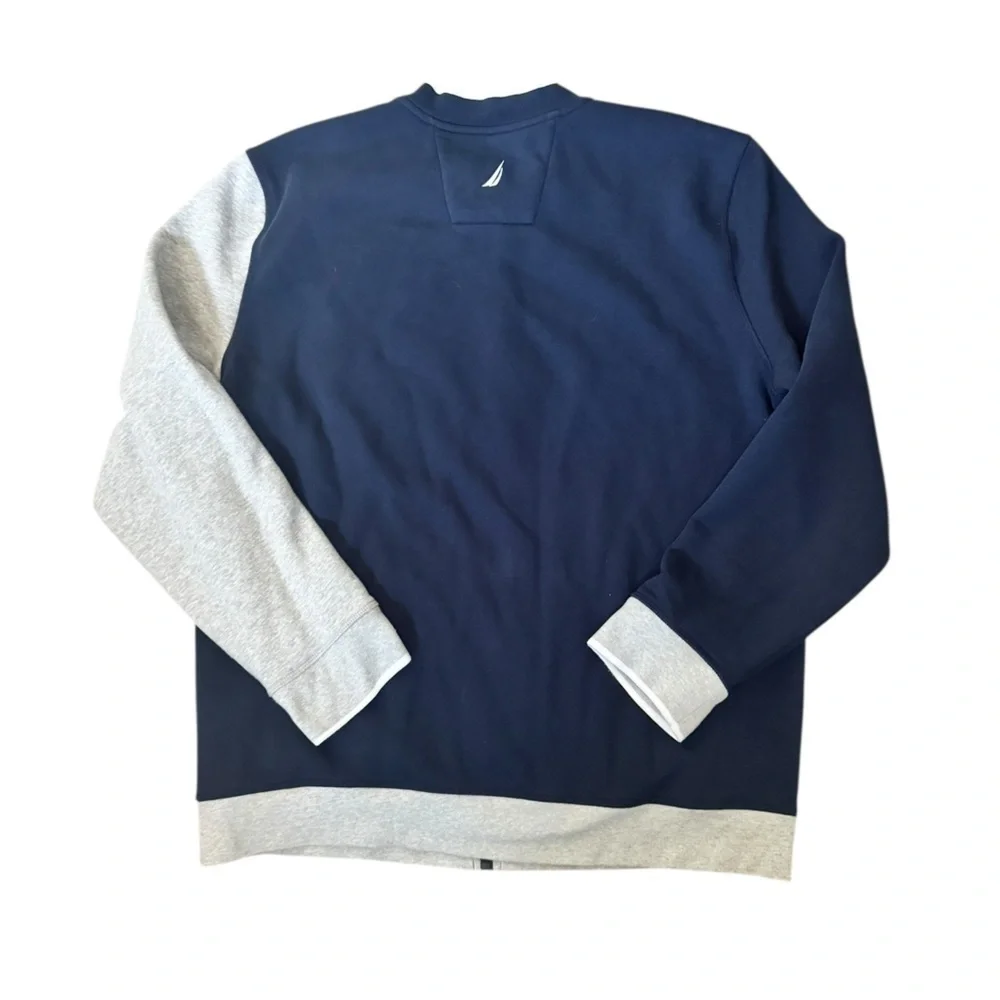 Nautica Men’s XXL Colorblock Full-Zip Jacket Navy/Grey Red “N” Patch Preppy